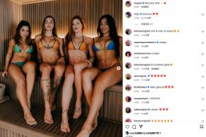 米利唐妻子晒与多名女子泳装，维尼修斯点赞并评论：美好生活?