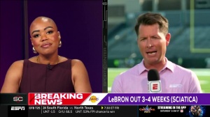 ESPN记者调侃詹姆斯“抹点轩尼诗治病”?光头女主持哭笑不得