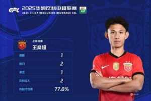 官方:凌空抽射轰出世界波,王燊超当选中超第29轮最佳球员