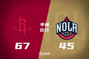 半场战报:火箭67-45鹈鹕 杜兰特7中7砍18分 阿门5中5 锡安仅7中2