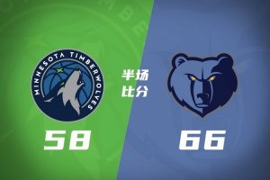 半场战报-森林狼落后灰熊8分 爱德华兹15分 麦丹17分 杰罗姆11+4