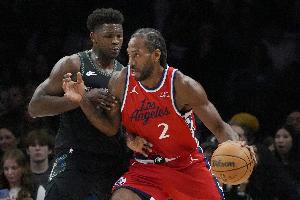 伦纳德出战成疑！ESPN明日胜率预测：快船为48.6% 森林狼51.4%