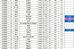 国安超级杯名单:孔特、林良铭在列,无斯帕吉奇、韩佳奇