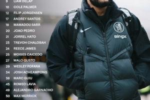 切尔西客战巴黎大名单:詹姆斯、帕尔默领衔,埃斯特旺缺阵